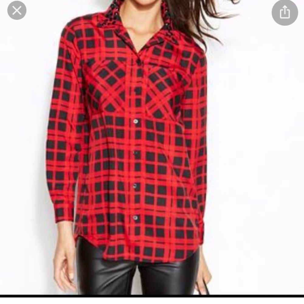 Michael by Miachel Kors red & black checkered top